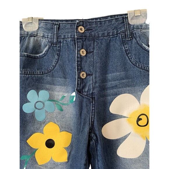 1980 Button Fly Women's Flower Power Jeans Size Small - Non-Stretch Lightweight - Picture 5 of 6